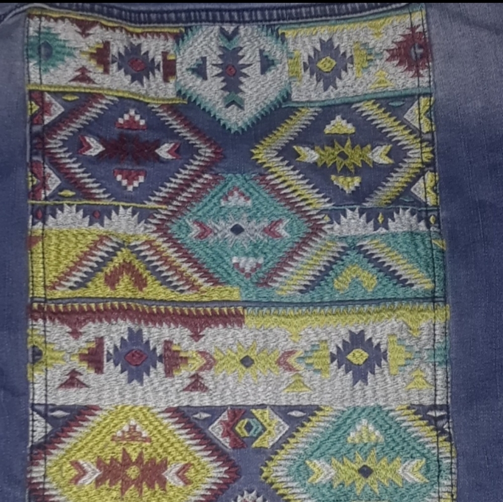 Lularoe Denim Jacket with Aztec print
